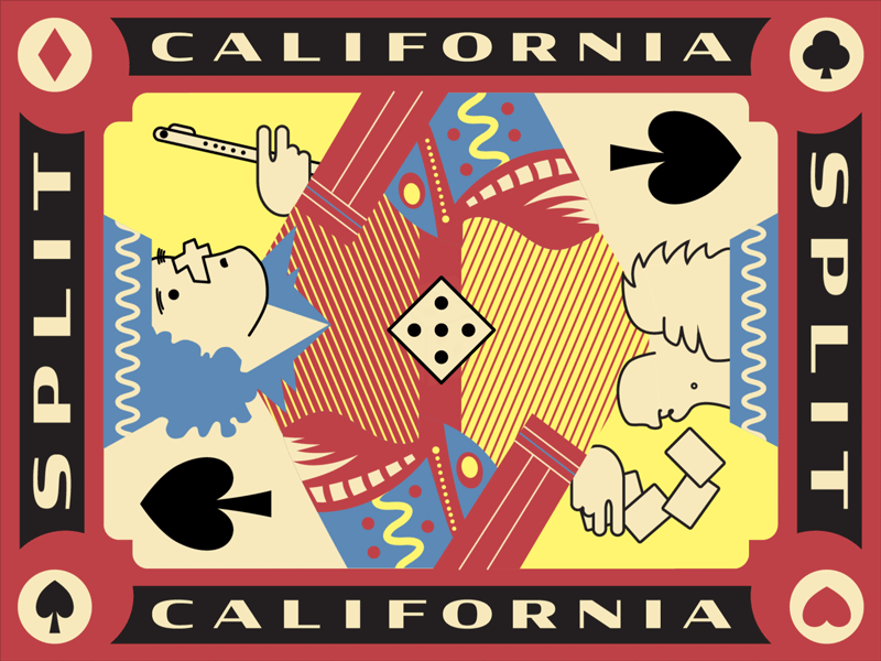 California Split animation design graphic illustration poster art vector