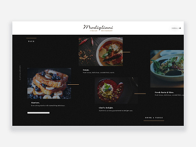 Modigliani Menu Page ui desgin user experience