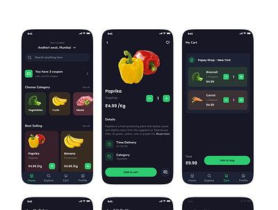 Vegetable delivery app app design application design branding design illustration ui ux ux design