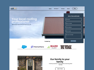 Roofing Company Landing page design landing page product design roofing ui uiux web web design