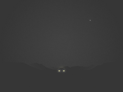 Night Drive atmosphere bmw car desert geometric glow headlights illustration landscape minimal night soft