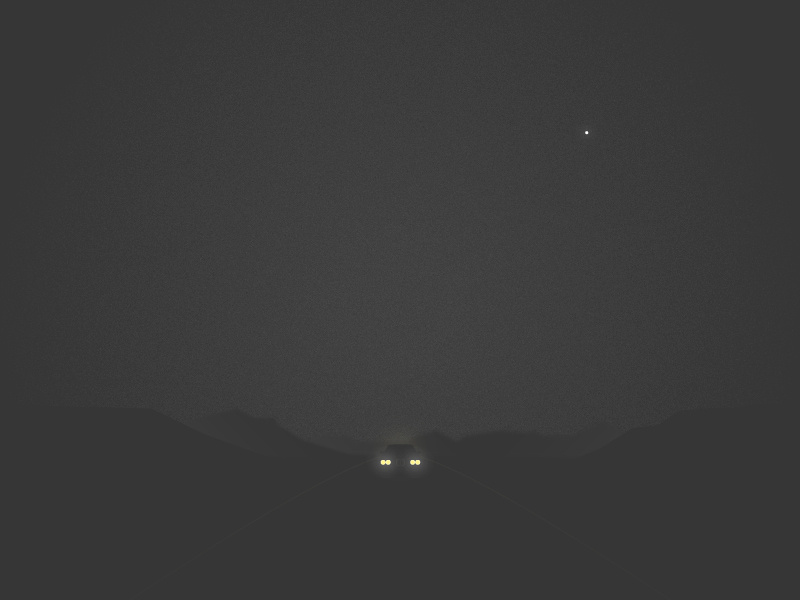 Night Drive headlights glow soft bmw desert night geometric landscape minimal car atmosphere illustration