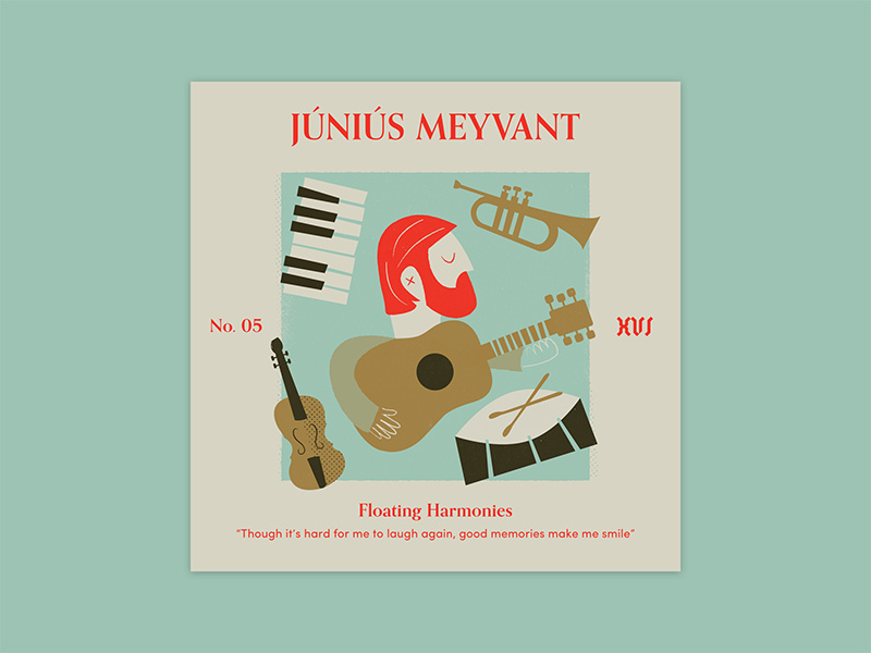 Five Sixteen — Júniús Meyvant "Floating Harmonies" album art print offset texture typography series music logo illustration art album