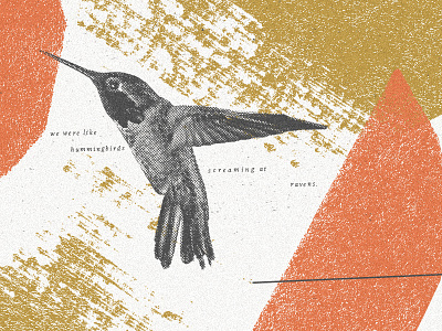 hummingbirds abstract acrylic collage color halftone hummingbird illustration line paper shape texture