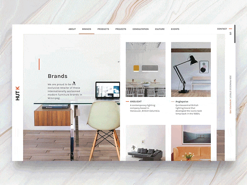 HutK furniture uidesign uxdesign webdesign website