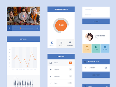 Freebie PSD: Flat UI Kit blue clean flat free freebie grey interface minimalist psd simple ui widget