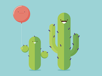 Happy Cacti 2d character design flat free fun illustrator pantone vector