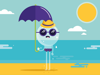 Summer Time 2d beach character design flat illustrator ocean vector