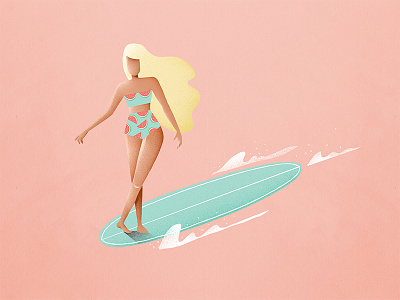 Longboarding beach character flat graphic holidays ocean organic sun surf watermelon