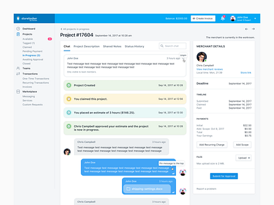 Projects in Progress Chat chat ecommerce mobile projects in progress shopify storetasker ui uiux ux web web app webapp