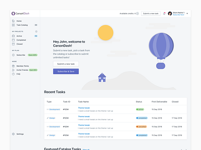 Web app dashboard