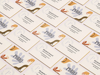 Philo Business Cards abstract badge botanical branding business card card color events floral florist funky greenville hand drawn identity logo modern pattern serif spot varnish typography