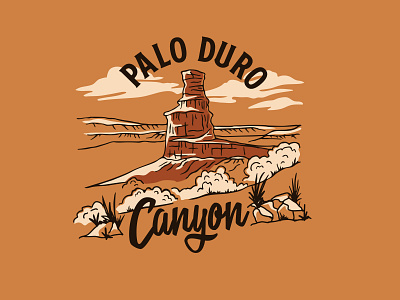 Palo Duro Canyon cacti cactus canyon cowboy desert hand drawn handmade illustration landscape lettering national park palo duro parks state park texas tshirt typogaphy vintage west western