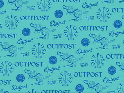 Outpost Branded Pattern badge brand branding cactus coyote desert greenville hand drawn identity illustration logo modern outpost pattern patterns snake vintage west western wolf