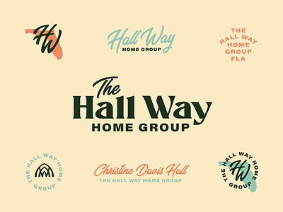 Hall Way Home Branding badge bold brand branding circle florida font group hand drawn home icon logo property realtor realty serif set symbol typography vintage