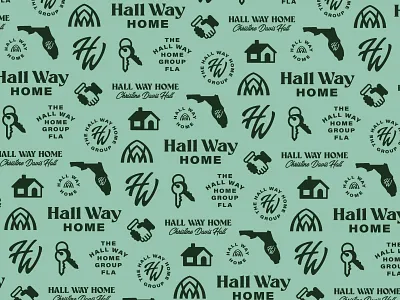 Hall Way Home Pattern badge brand branding design florida hall hand drawn home house illustration keys logo pattern property realtor realty set typography vector vintage