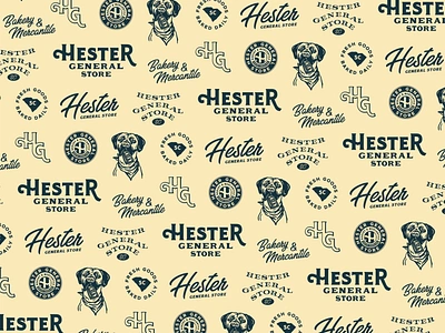 Hester Pattern badge bakery baking bandana brand branding dog greenville hester icon logo merch pattern sc seamless south southern stamp texture western