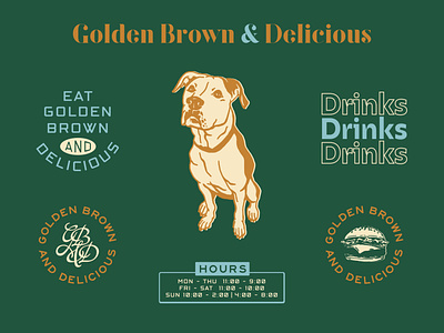 GB&D Rebrand badge brand branding custom dog greenville hand drawn handmade icon illustration lettering logo pitbull restaurant sc set stamp typography vector vintage