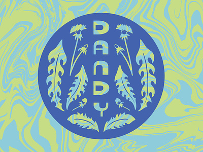 Dandy Branding Badge 70s badge brand branding dandelion dandy floral flower funky greenville handmade ice cream illustration logo marble modern soft serve stamp swirl vintage