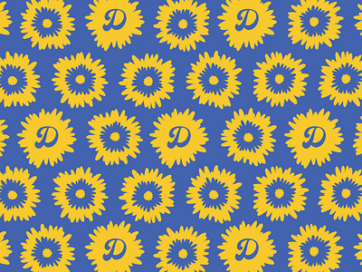Dandy Brand Pattern 70s badge brand branding d dandelion dandy floral flower funky greenville handmade illustration logo modern pattern repeating stamp typography vector