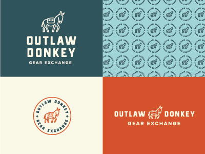 Outlaw Donkey Branding animal badge brand branding dapper ink donkey gear exchange icon illustration line art outdoors typography