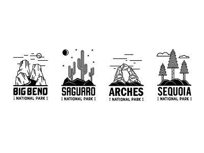 WIP Landmark Kids Tees arches big bend cacti graphics illustration line art national parks saguaro sequoia tee tha landmark project