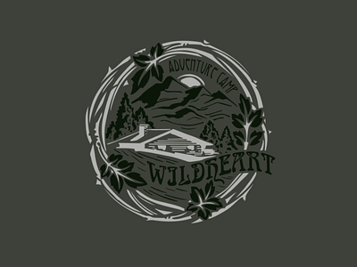 WildHeart 70s badge branding cabin camp hand drawn illustration nouveau retro summer tee vintage