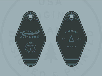 Keyfob badge branding hangtag hotel keychain label landmark outdoor project shape typography vintage