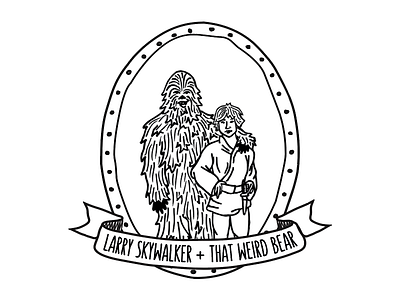 Larry <3 Weird Bear badge chewbacca chewwy colbert drawing hand drawn illustration larry skywalker portrait star wars weird bear