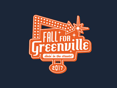 Dinin' In The Streets city diner dinging fall for greenville ffg illustration lights signage typography vintage