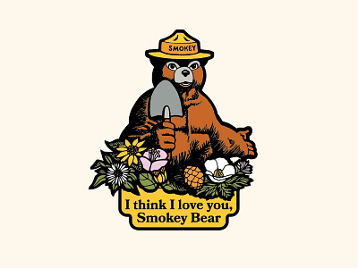 I think I love you, Smokey Bear bear fire handmade illustration landmark national parks patch pin smokey smokey bear the landmark project vintage