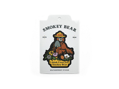 Smokey Bear Sticker bear forest service i love you illustration rei smokey sticker the landmark project vintage vinyl weatherproof wildfire