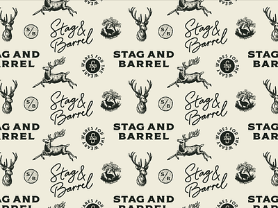 Stag & Barrel Branding barrel brand branding deer font graphic grunge hand drawn handwritten icon illustration logo pattern pen and ink script stag sub brand typography vector vintage