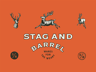 S&B Nuggets badge brand branding deer design font grunge hand drawn icon illustration logo monogram offset pen and ink stag typography vector vintage