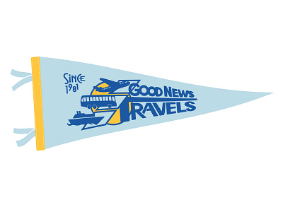 Retro Pennant 80s badge boat bus flag font illustration logo pennant plane retro tourism train travel vintage logo