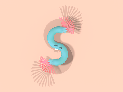 Letter S 36daysoftype 3d character character design lettering render vectary