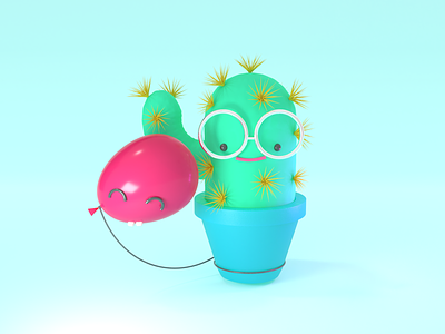 Friendship 3d balloon cactus character character design cute friends illustration love plant render vectary