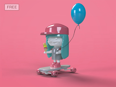 Zoya 3d character character design cute design free freebie girl pink render summer toy