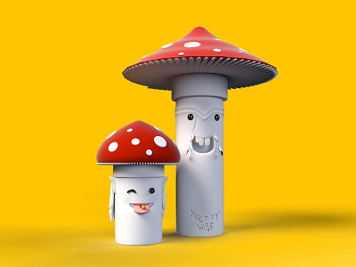 Mushrooms 3d adobe felix character character design cute die antwoord fanart mushroom render vectary yellow