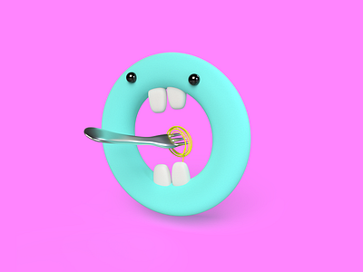 Letter O 36 days of type 3d character character design cute lettering render typography vectary