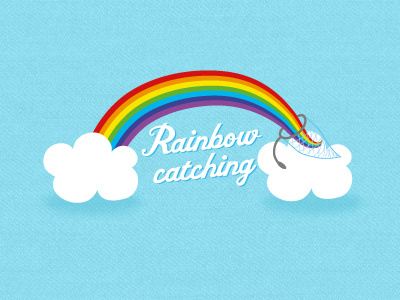 Rainbow catching blue catching clouds logo rainbow sky