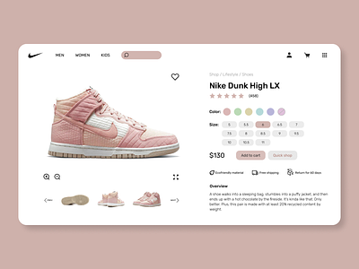 Nike Shop Concept concept dailyui design fashion nike nike product page nike redesign product page redesign shoes shop site concept ui web design