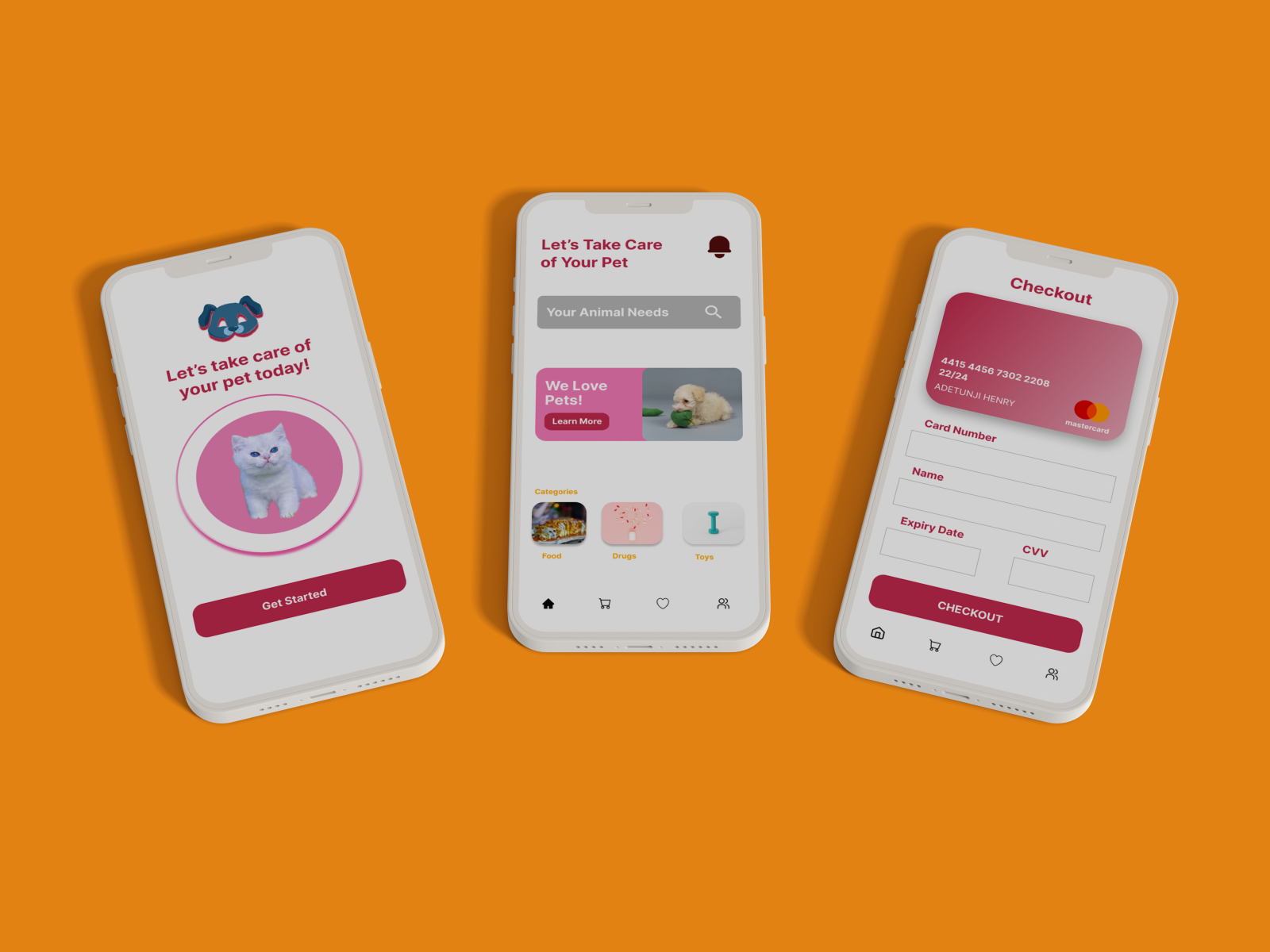 Imaginary Pet Mobile App with Clickable Buttons by Adetunji Henry on