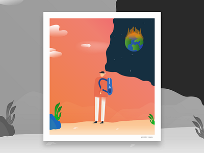 End of Earth Illustration character dark earth fire graphic illustration light man mars material summer sun