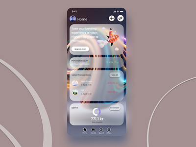Banking App app design figma glassmorphism ui user experience user interaction ux