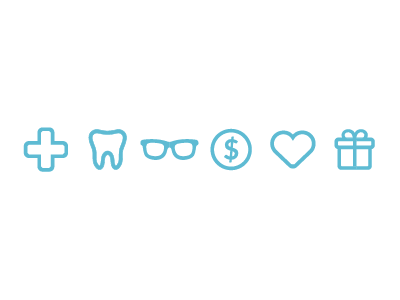 Heath benefits icons dental health icons medical vision wellness