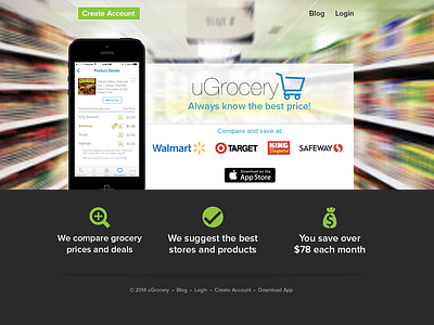 uGrocery Landing Page Concept