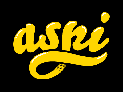 Aspi aspi bello black logo typography yellow