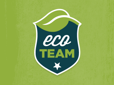 Ecoteam logo gotham green leaf logo shield star wisdom script