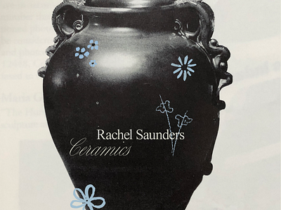 Rachel Saunders blue branding ceramics cursive flower illustration painting
